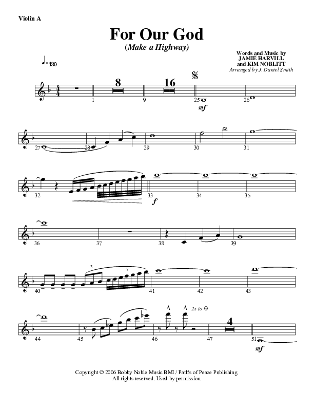 For Our God Violin 1 (G3 Worship)