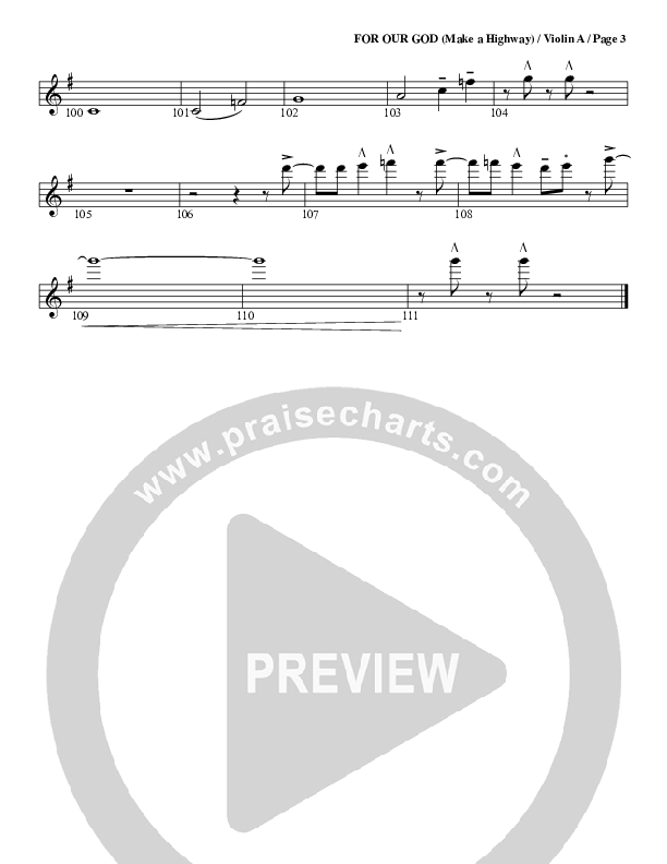 For Our God Violin 1 (G3 Worship)