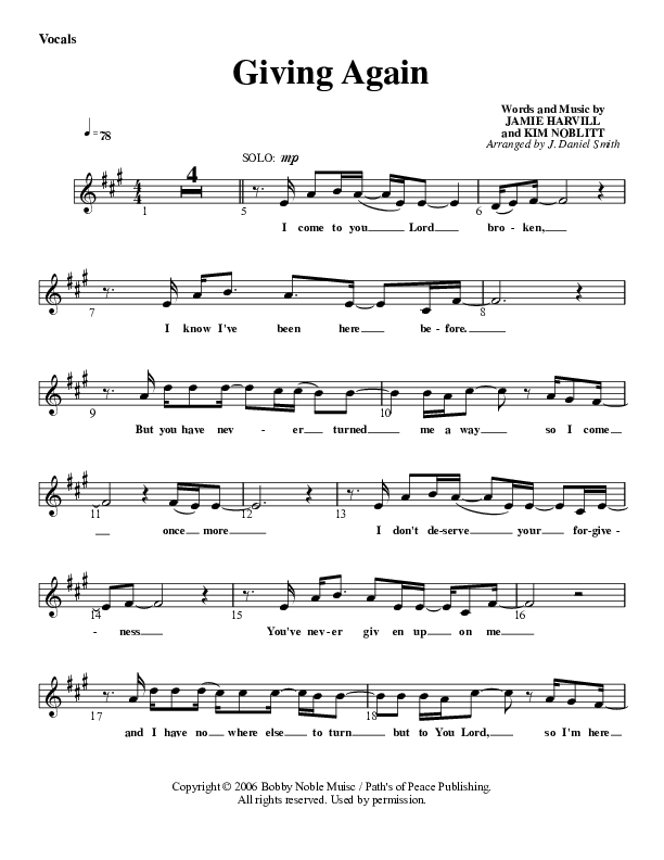 Giving Again Choir Sheet (G3 Worship)