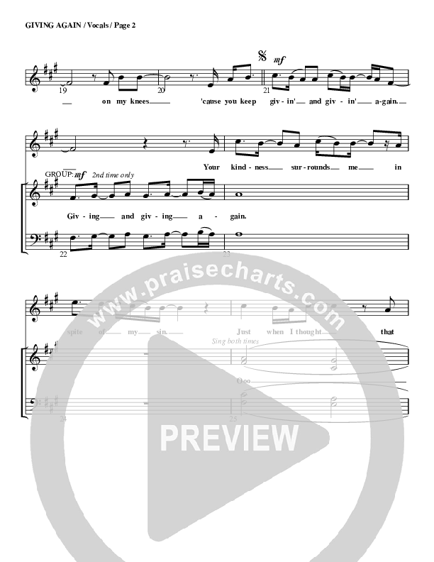 Giving Again Choir Sheet (G3 Worship)