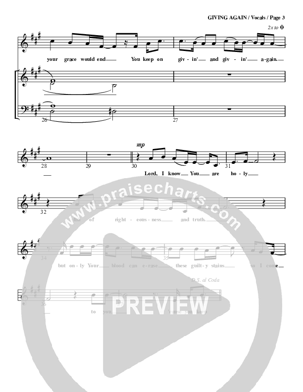 Giving Again Choir Sheet (G3 Worship)
