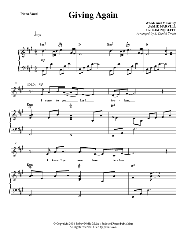 Giving Again Lead & Piano (G3 Worship)