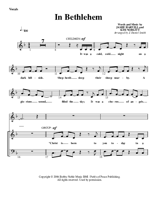 In Bethlehem Choir Sheet (G3 Worship)
