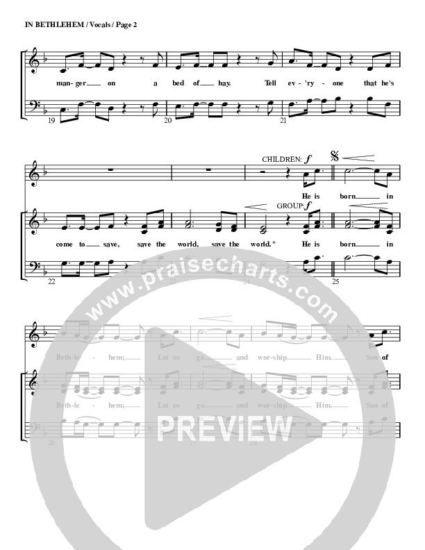 In Bethlehem Choir Sheet (G3 Worship)