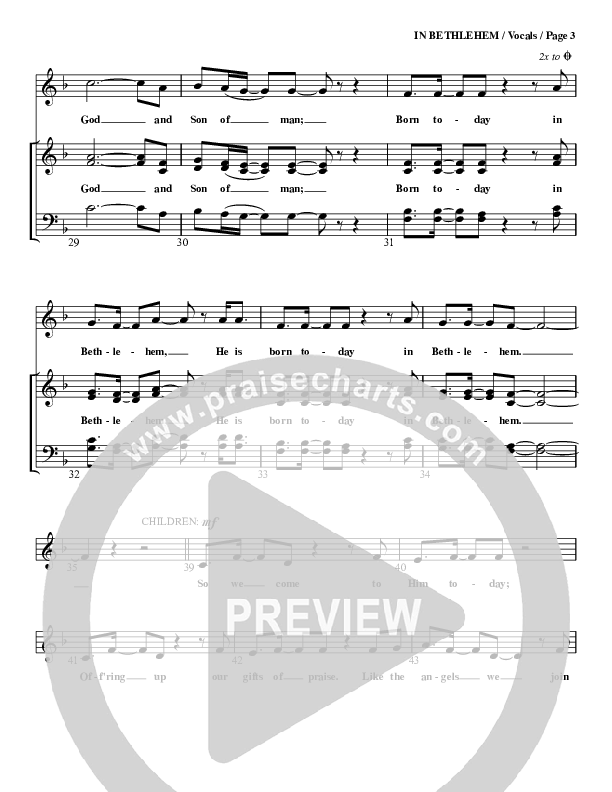 In Bethlehem Choir Sheet (G3 Worship)