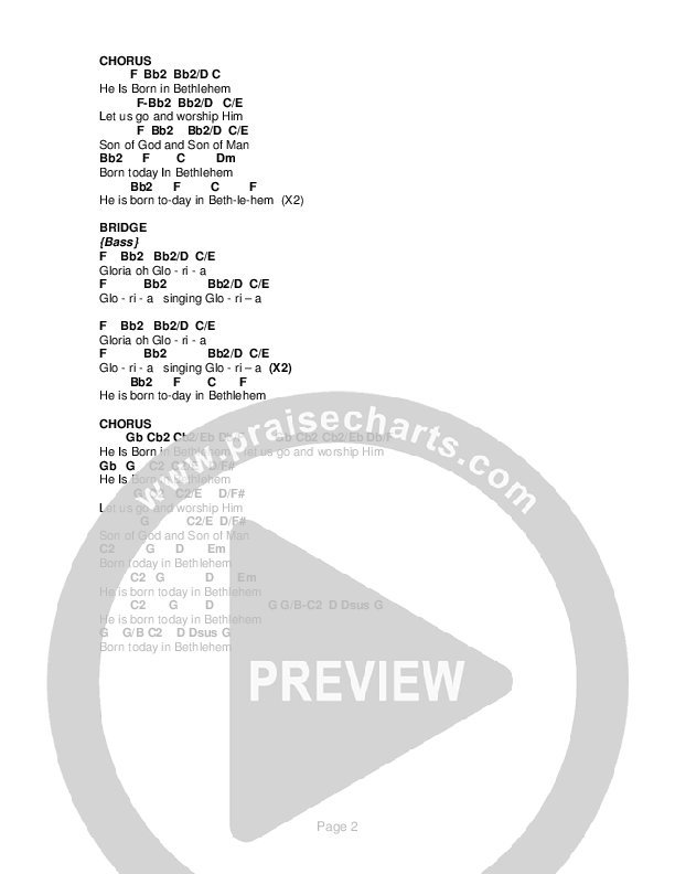 In Bethlehem Chord Chart (G3 Worship)