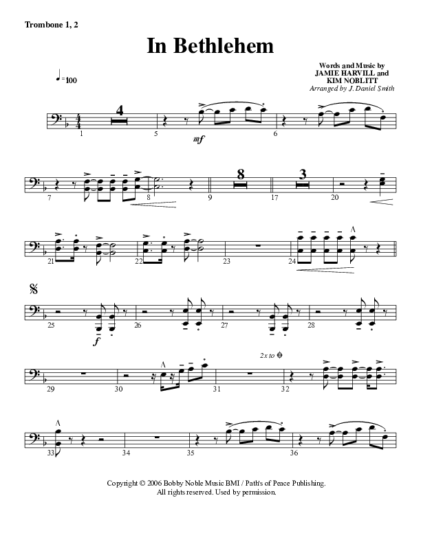 In Bethlehem Trombone 1/2 (G3 Worship)