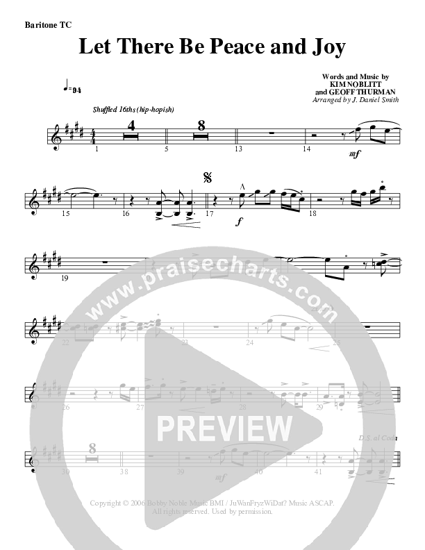 Let There Be Peace And Joy Baritone TC (G3 Worship)