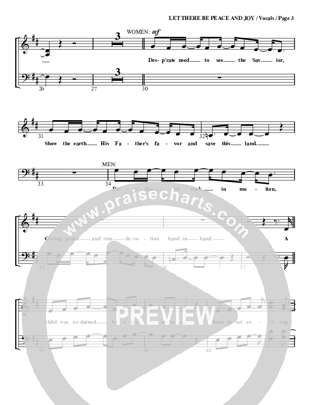 Let There Be Peace And Joy Choir Sheet (G3 Worship)