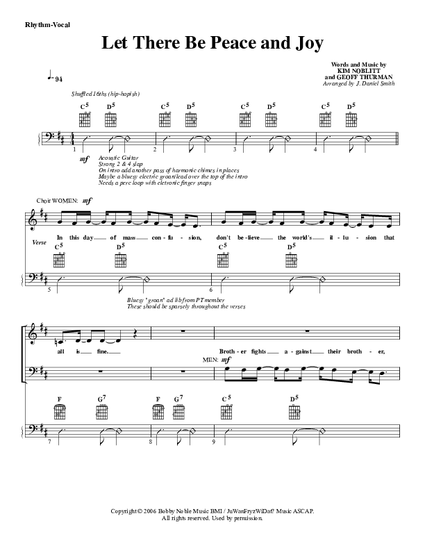 Let There Be Peace And Joy Rhythm/Vocal (G3 Worship)