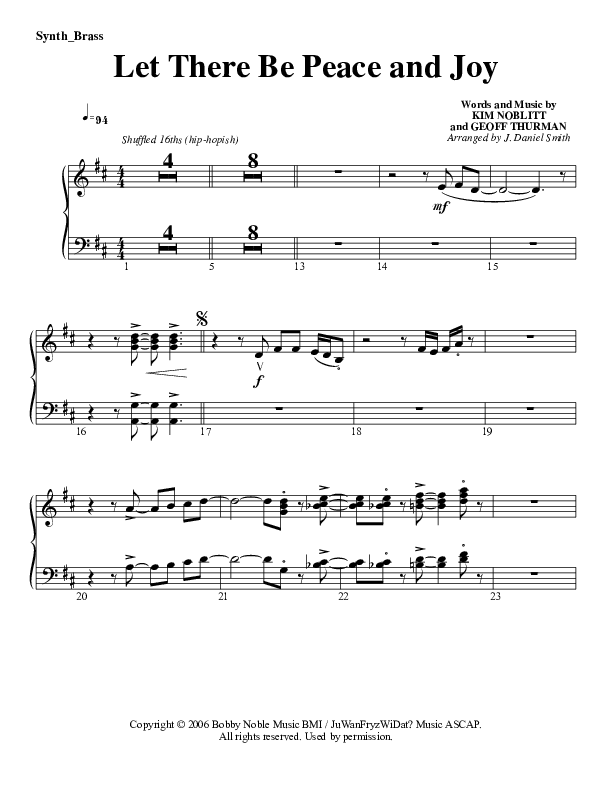 Let There Be Peace And Joy Synth Brass (G3 Worship)
