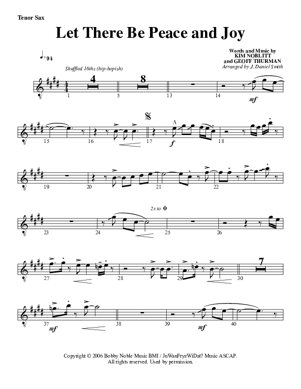 Let There Be Peace And Joy Tenor Sax 2 (G3 Worship)