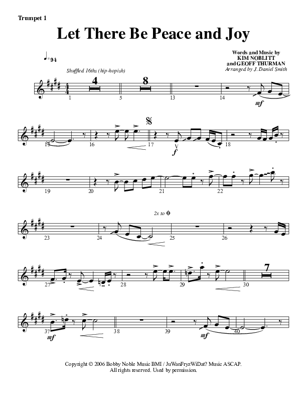 Let There Be Peace And Joy Trumpet 1 (G3 Worship)