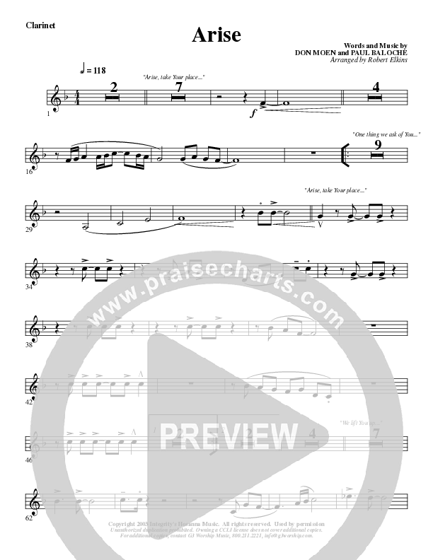Arise Clarinet (G3 Worship)