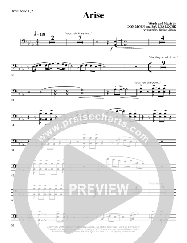 Arise Trombone 1/2 (G3 Worship)