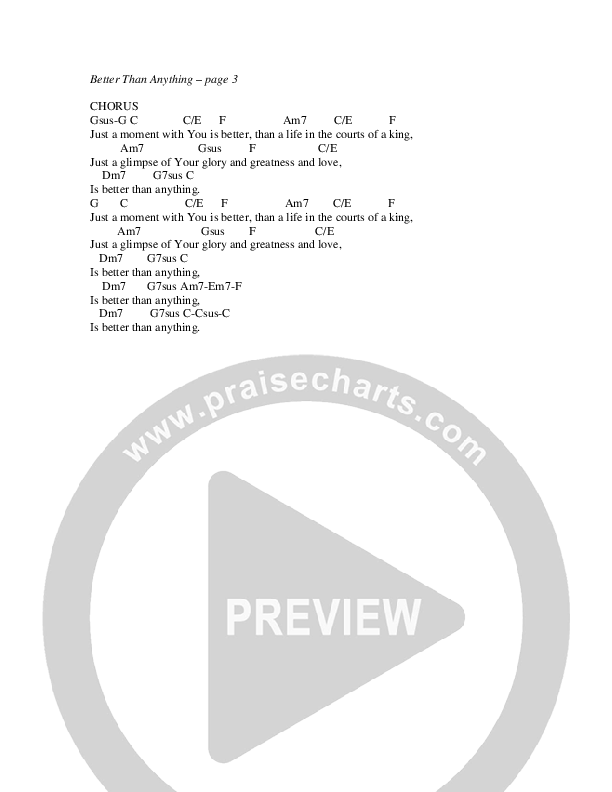 Better Than Anything Chords & Lyrics (G3 Worship)