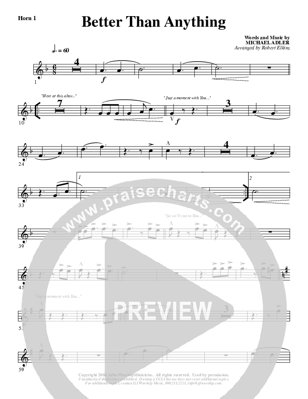 Better Than Anything French Horn 1 (G3 Worship)