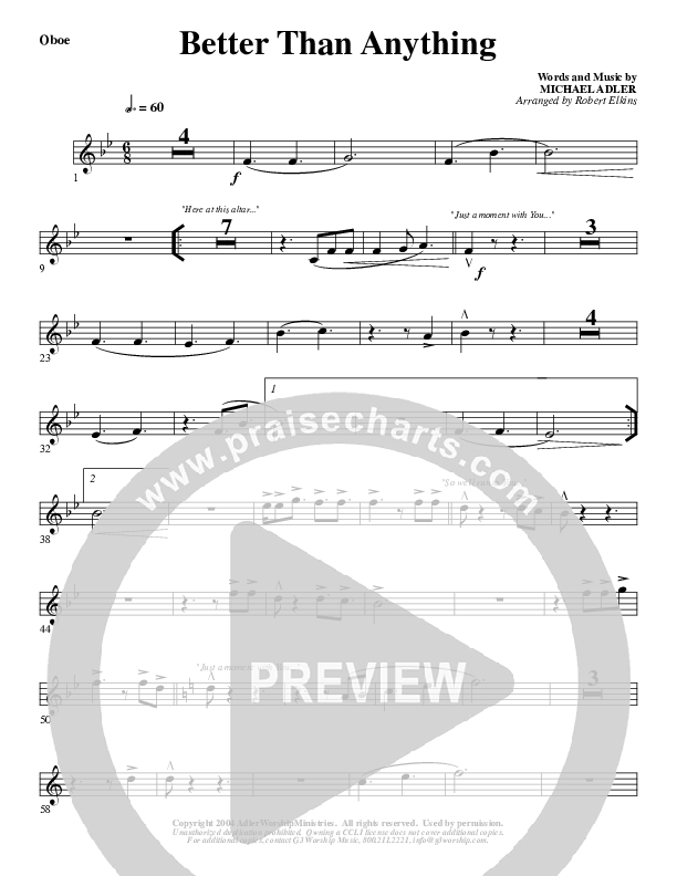 Better Than Anything Oboe (G3 Worship)