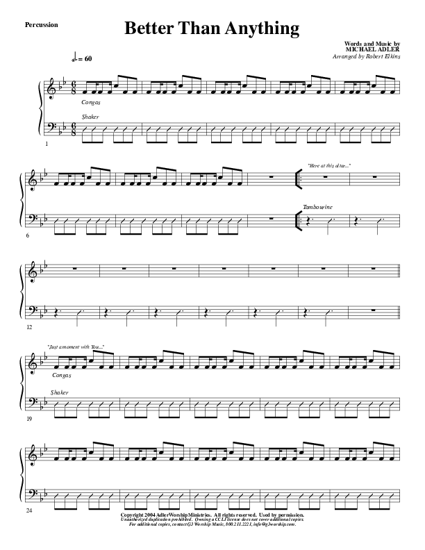 Better Than Anything Percussion (G3 Worship)
