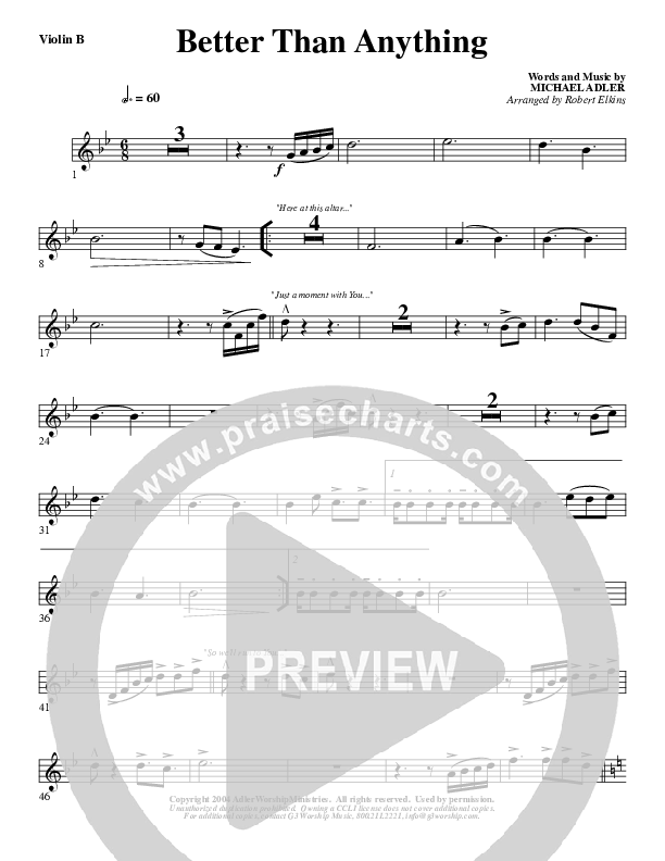 Better Than Anything Violin 2 (G3 Worship)