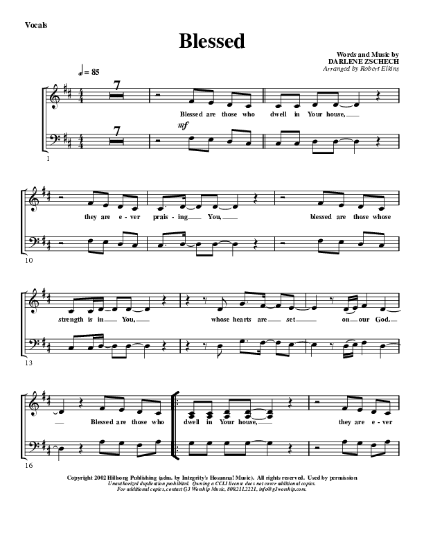 Blessed Choir Sheet (G3 Worship)
