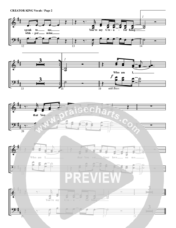 Creator King Choir Sheet (G3 Worship)