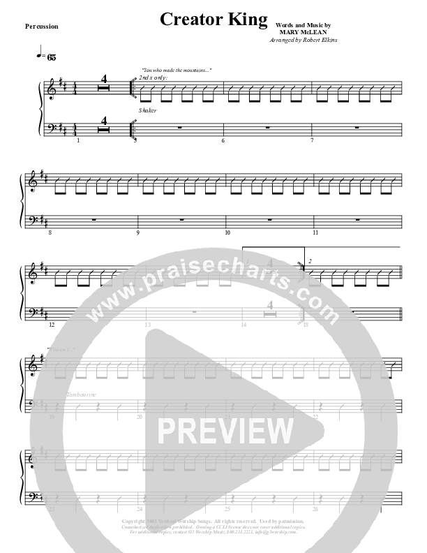 Creator King Percussion (G3 Worship)