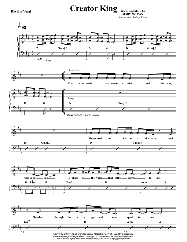 Creator King Rhythm/Vocal (G3 Worship)