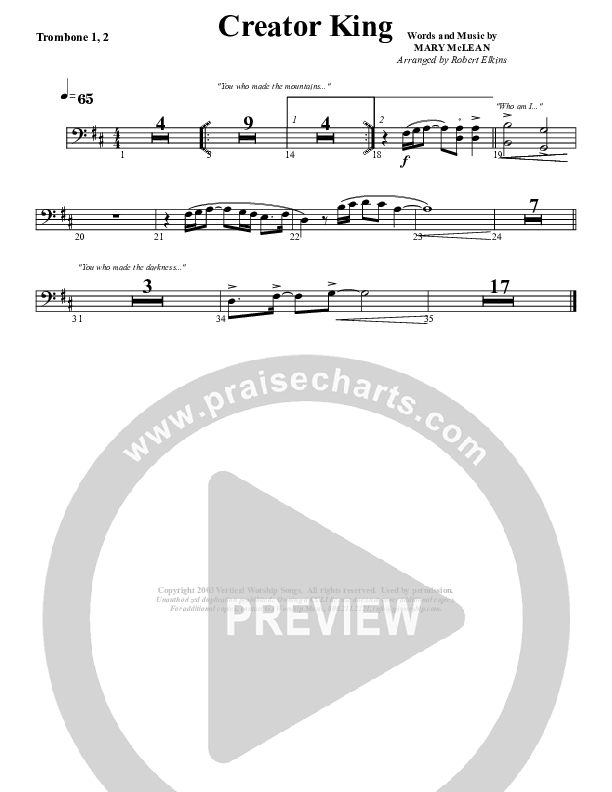 Creator King Trombone 1/2 (G3 Worship)