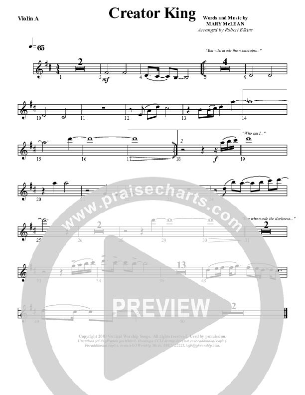 Creator King Violin 1 (G3 Worship)