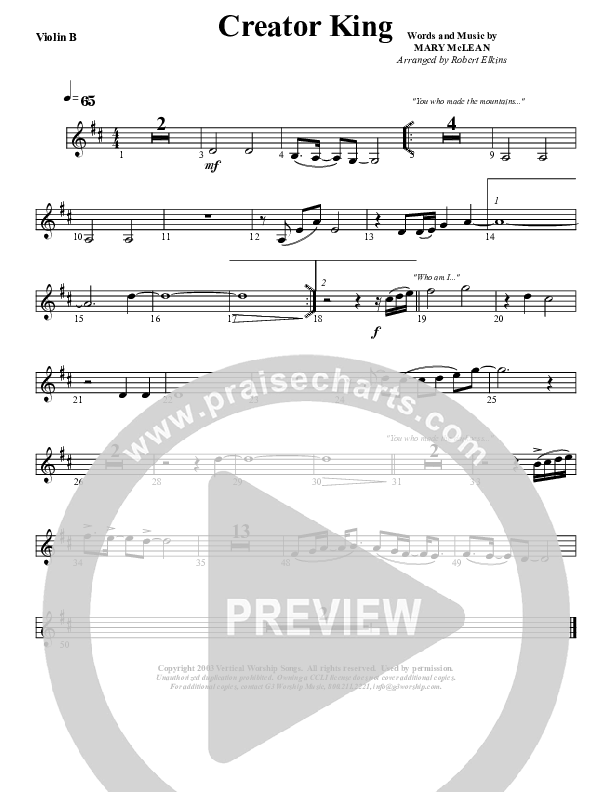 Creator King Violin 2 (G3 Worship)