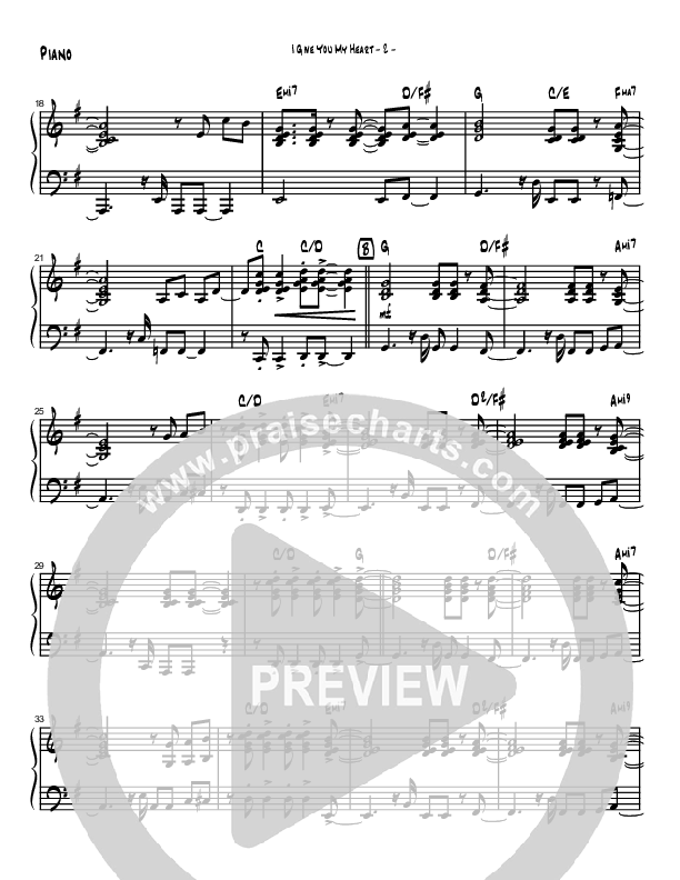 I Give You My Heart (Instrumental) Piano Sheet (Brad Henderson)