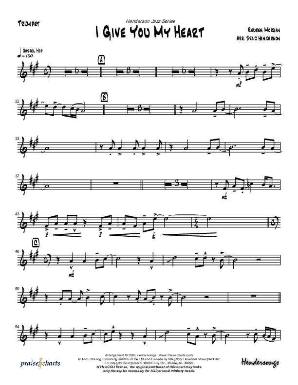 I Give You My Heart (Instrumental) Trumpet (Brad Henderson)