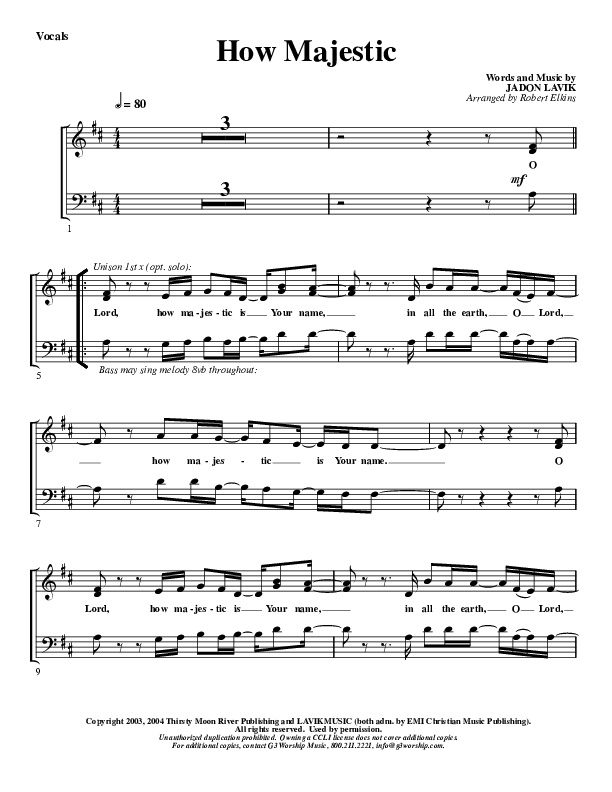 How Majestic Choir Sheet (G3 Worship)