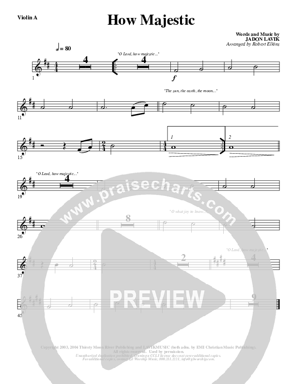 How Majestic Violin 1 (G3 Worship)