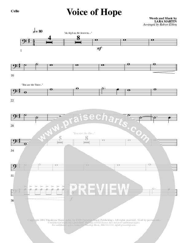 The Voice Of Hope Cello (G3 Worship)