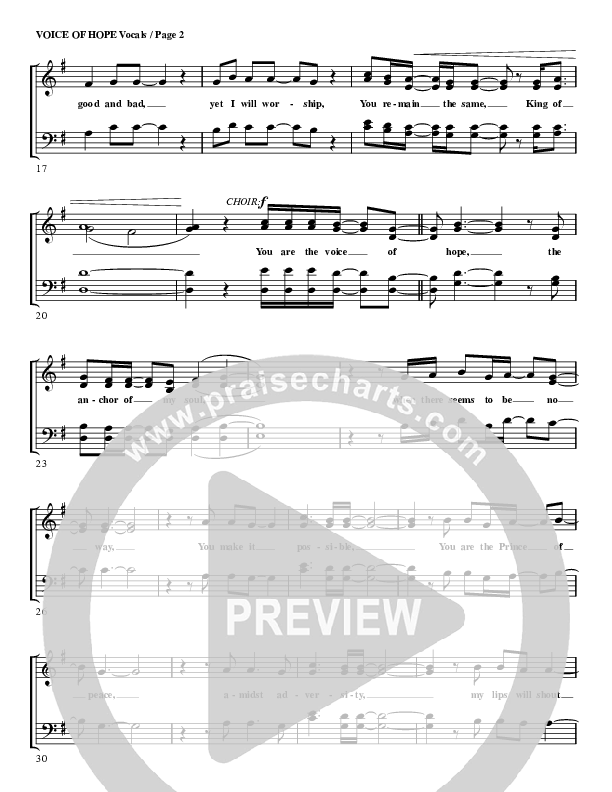 The Voice Of Hope Choir Sheet (G3 Worship)