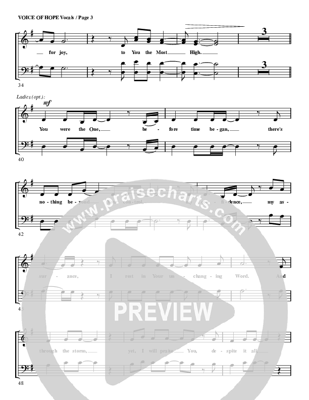 The Voice Of Hope Choir Sheet (G3 Worship)