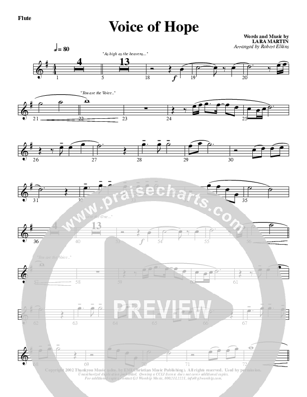 The Voice Of Hope Flute (G3 Worship)