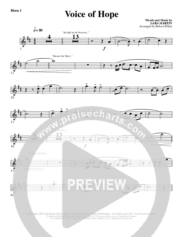 The Voice Of Hope French Horn 1 (G3 Worship)