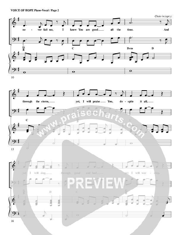 The Voice Of Hope Piano/Vocal & Lead (G3 Worship)