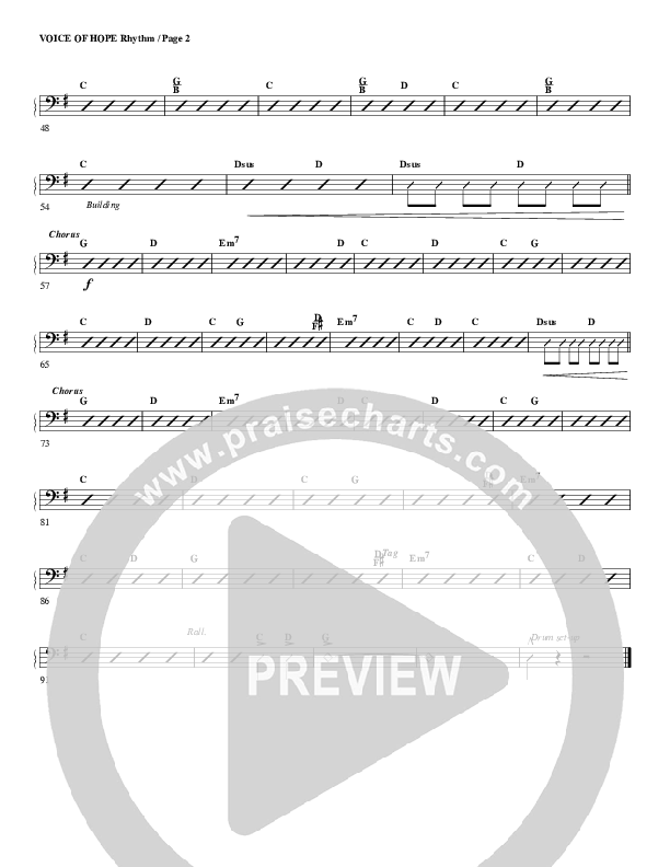 The Voice Of Hope Rhythm Chart (G3 Worship)