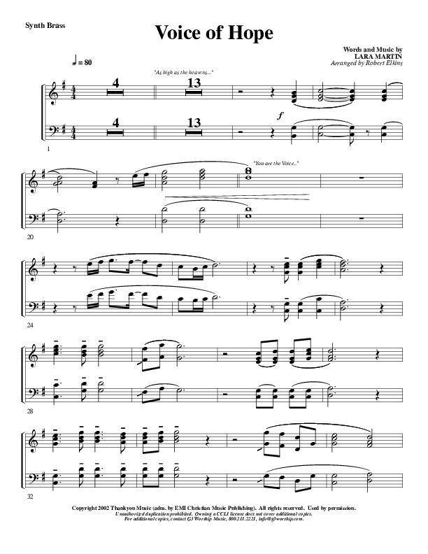 The Voice Of Hope Synth Brass (G3 Worship)