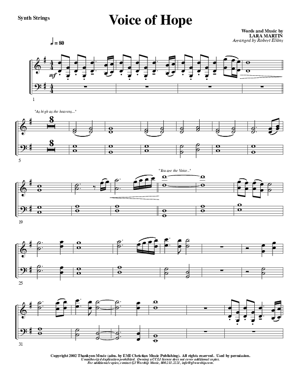 The Voice Of Hope Synth Strings (G3 Worship)