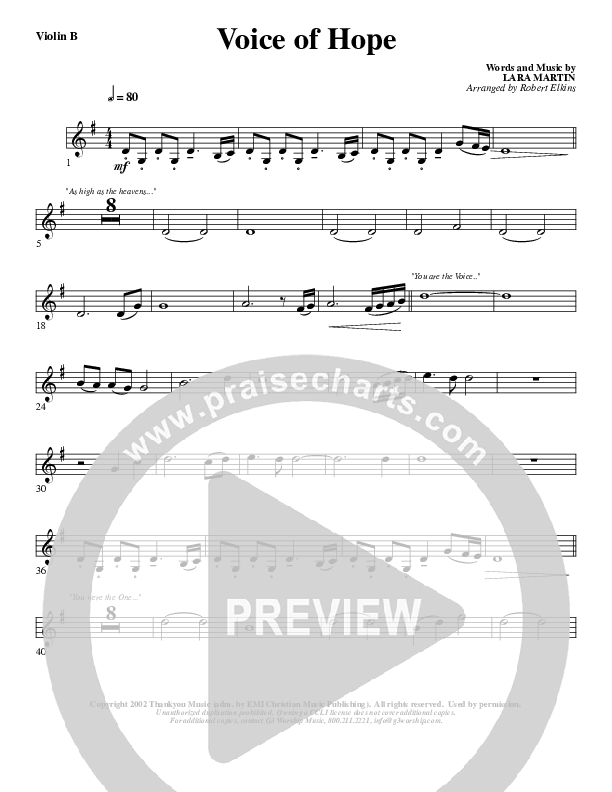 The Voice Of Hope Violin 2 (G3 Worship)