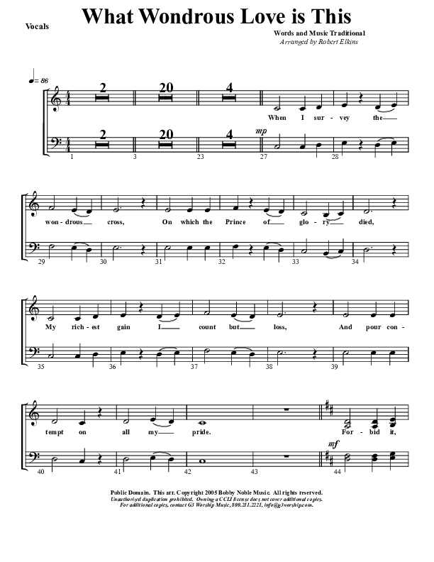 What Wondrous Love Choir Sheet (G3 Worship)