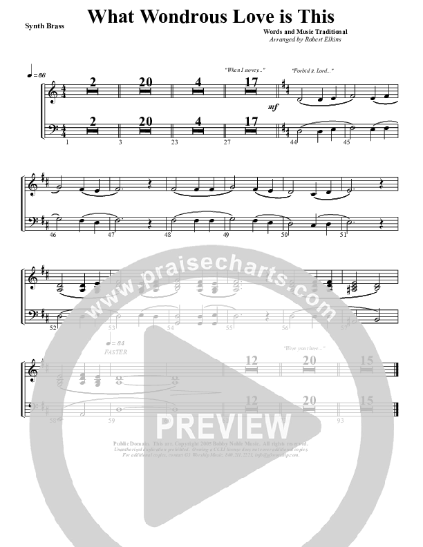 What Wondrous Love Synth Brass (G3 Worship)