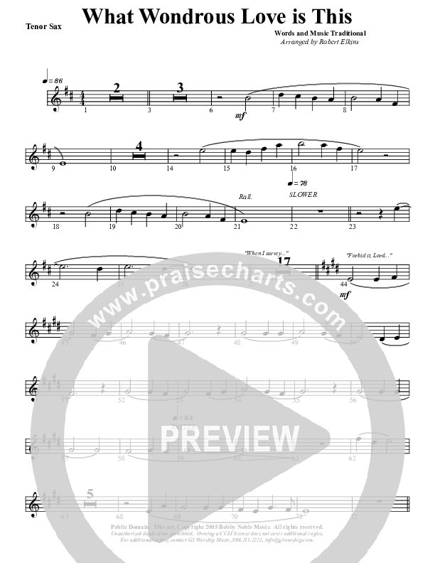 What Wondrous Love Tenor Sax 2 (G3 Worship)