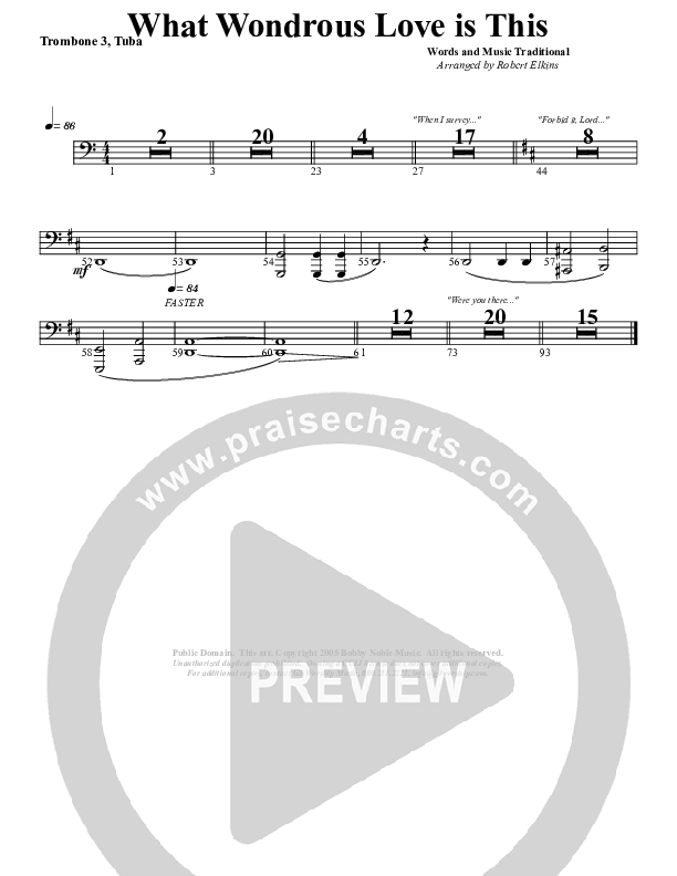 What Wondrous Love Trombone 3/Tuba (G3 Worship)
