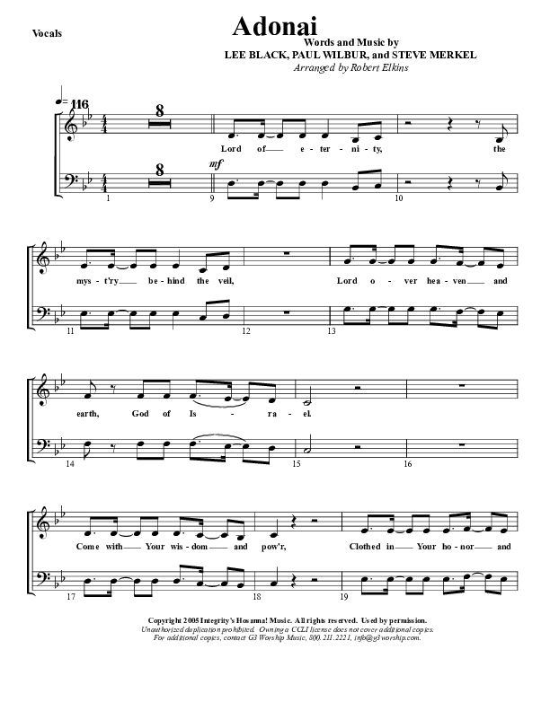 Adonai Choir Sheet (G3 Worship)